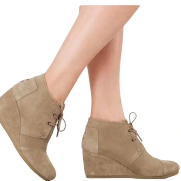 Toms Shoes - TOMS | Taupe, Desert Wedge Booties, Size 10